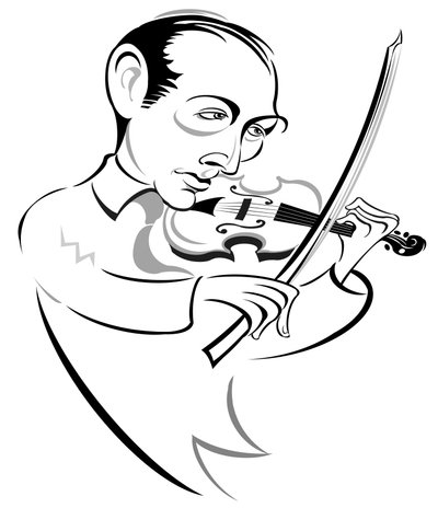 Joseph Szigeti, Hungarian violinist; caricature by Neale Osborne